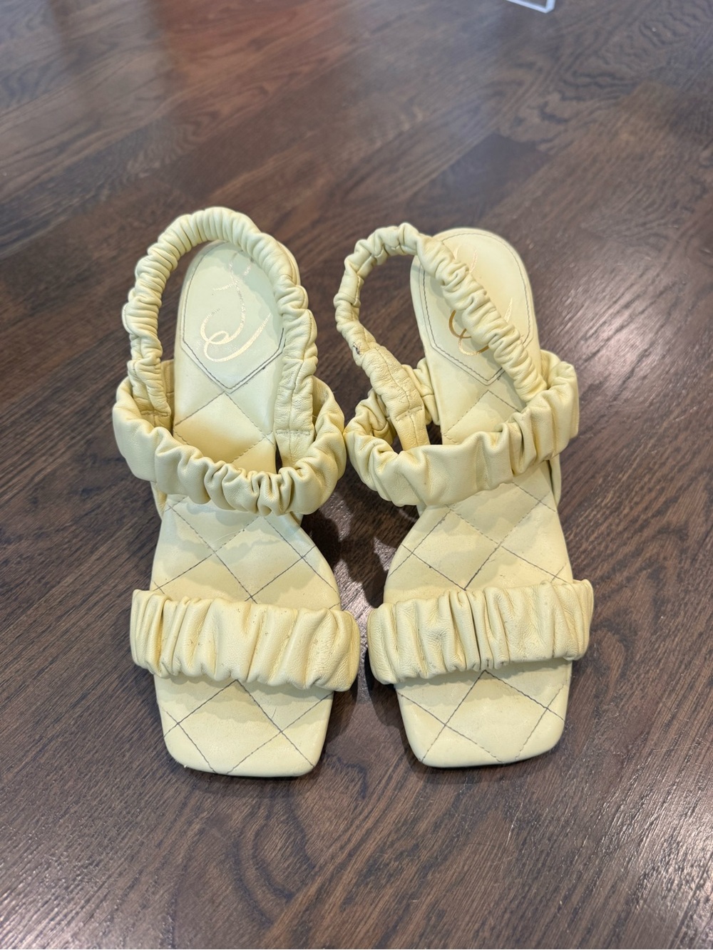 Sam Edelman Yellow Ruched Strap Heeled Sandals